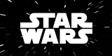 A star field background with the words Star Wars on it.